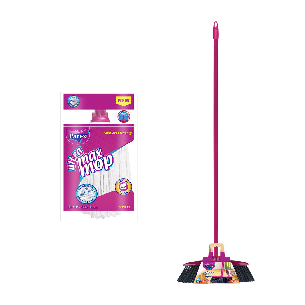 ممسحة باركس الترا ماكس ومكنسة داخلية مع مجموعة مقبض