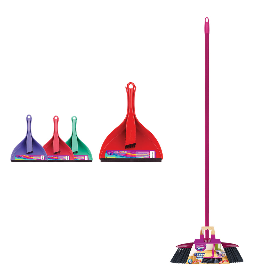 مجموعة مكنسة داخلية وفرشاة مجرفة من باركس