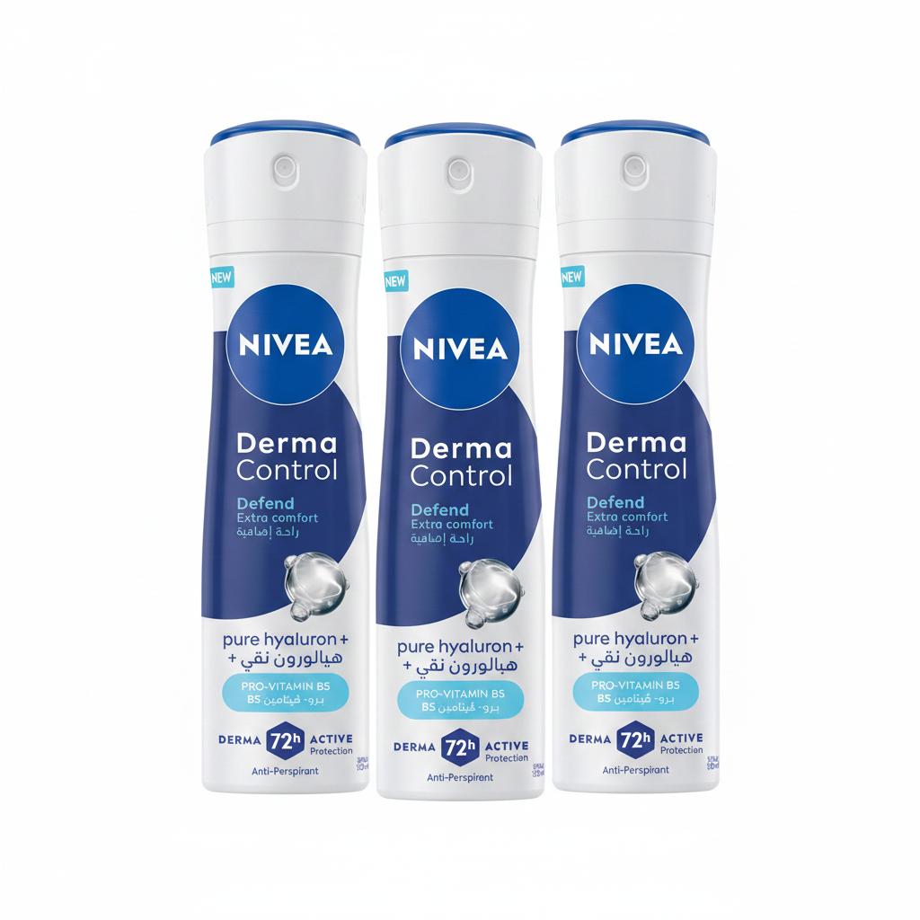 NIVEA FEMALE DEO SPRAY DERMA CONTROL DEFEND 150ML (Pack of 3)