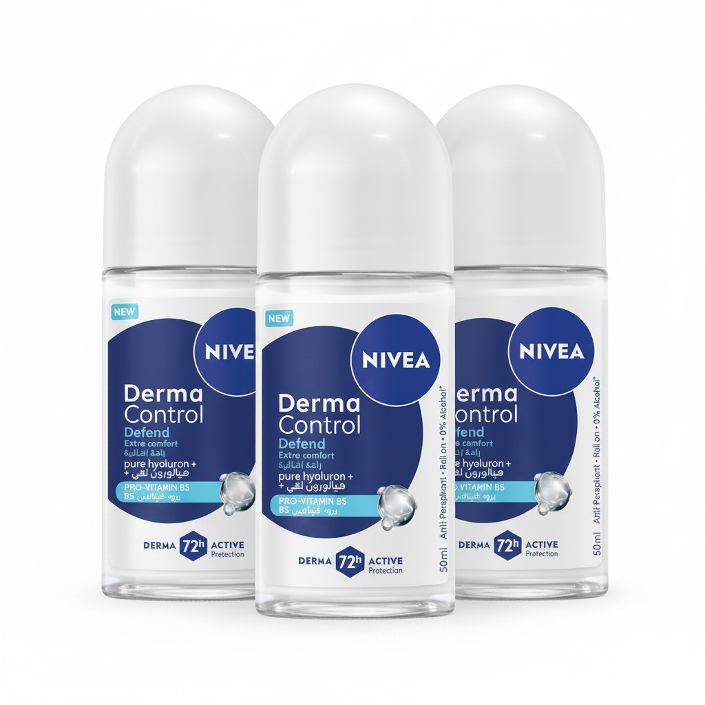NIVEA FEMALE ROLL ON DERMA CONTROL DEFEND 50ML (Pack of 3)