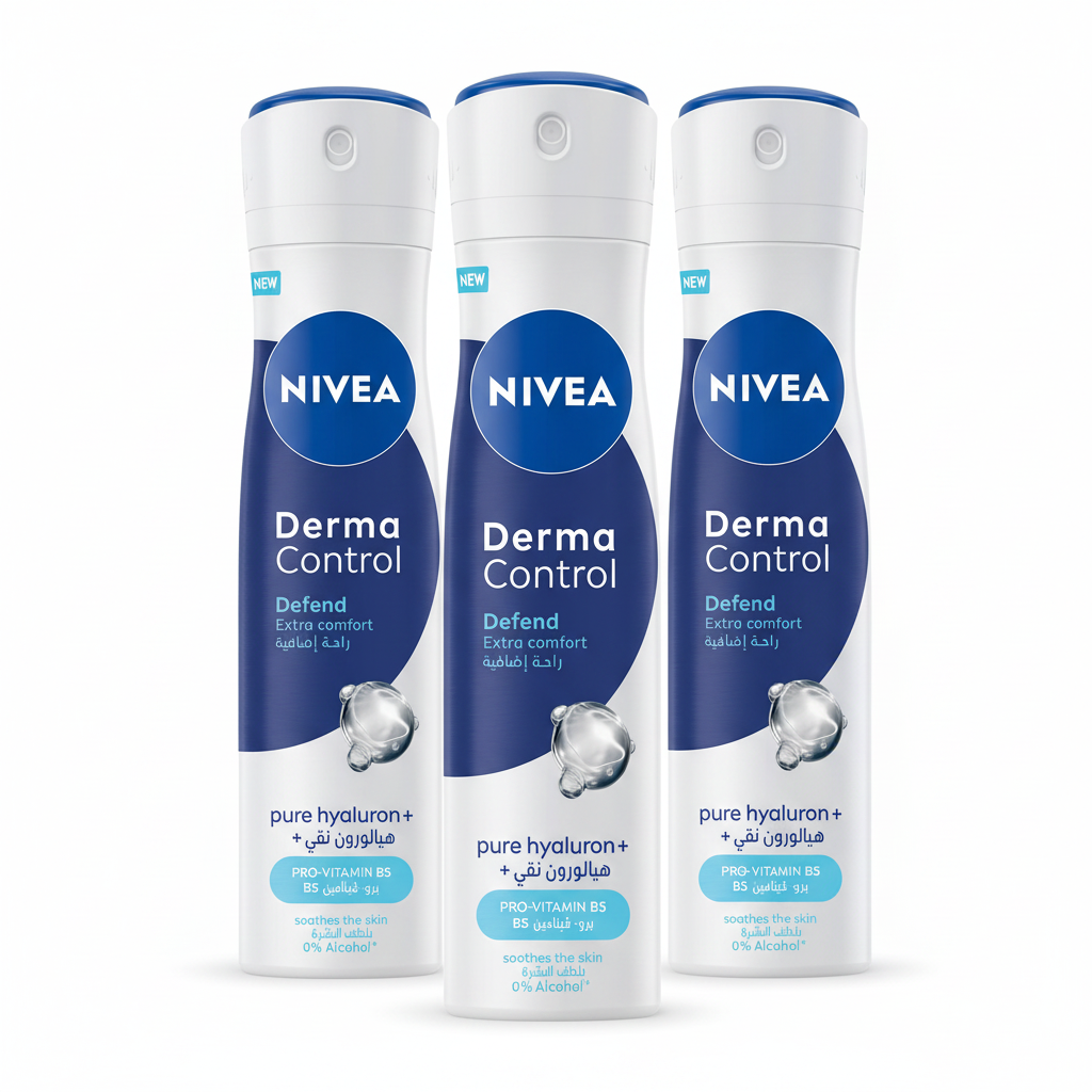 NIVEA FEMALE DEO SPRAY DERMA CONTROL DEFEND 200ML (pack of 3)