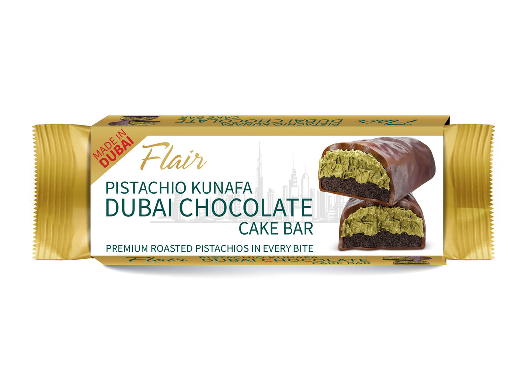 Flair Pistachio Kunafa Dubai Chocolate Cake Bar 40gm (Pack of 6)
