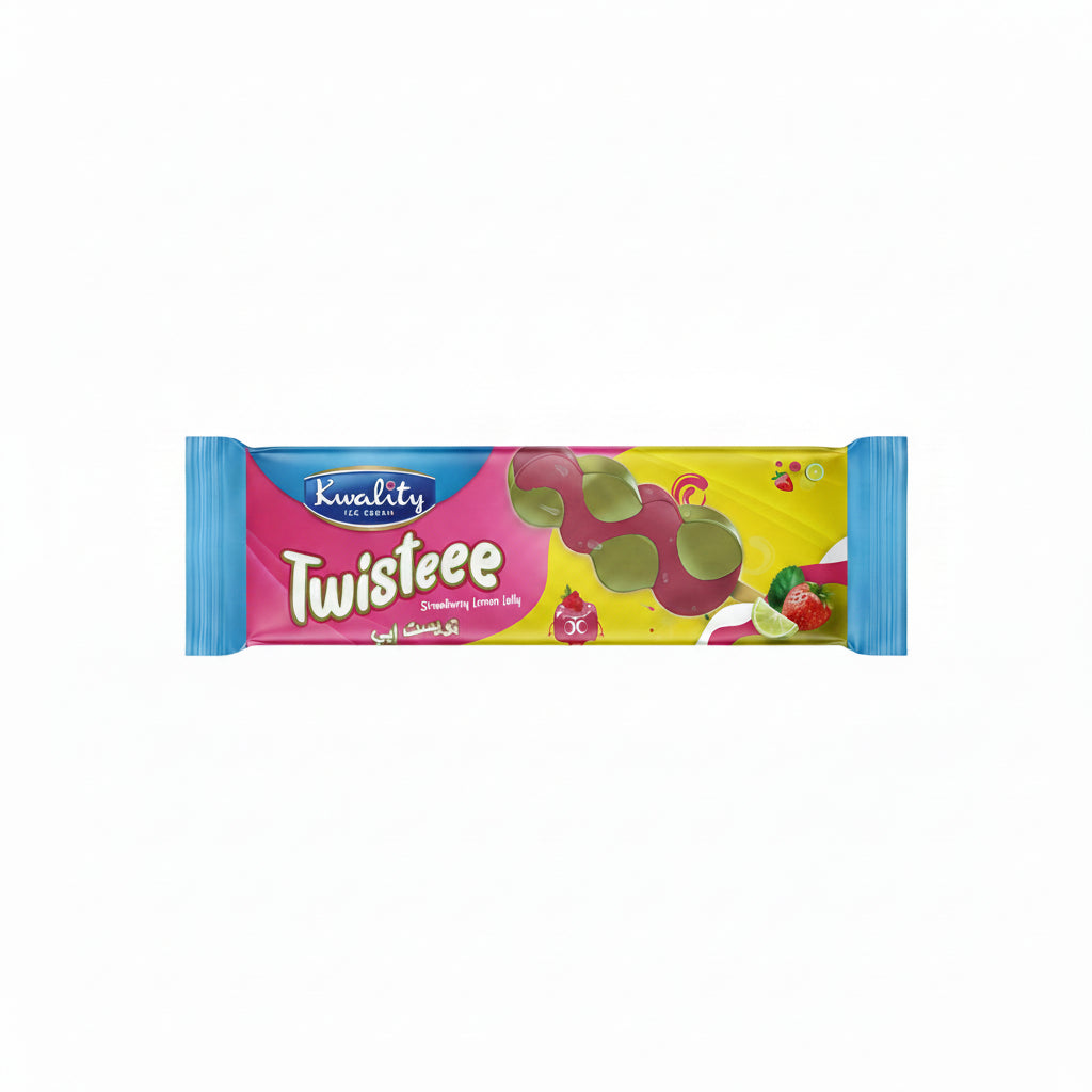 KWALITY STRAWBERRY LEMON LOLLY SORBET (TWISTEE) 65ML(Pack of 24)