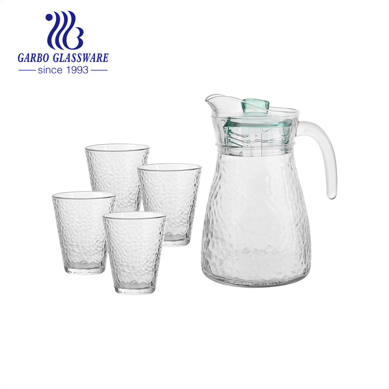 إبريق زجاجي أزرق ملكي 1200 مل مع طقم 4 قطع أكواب 230 مل