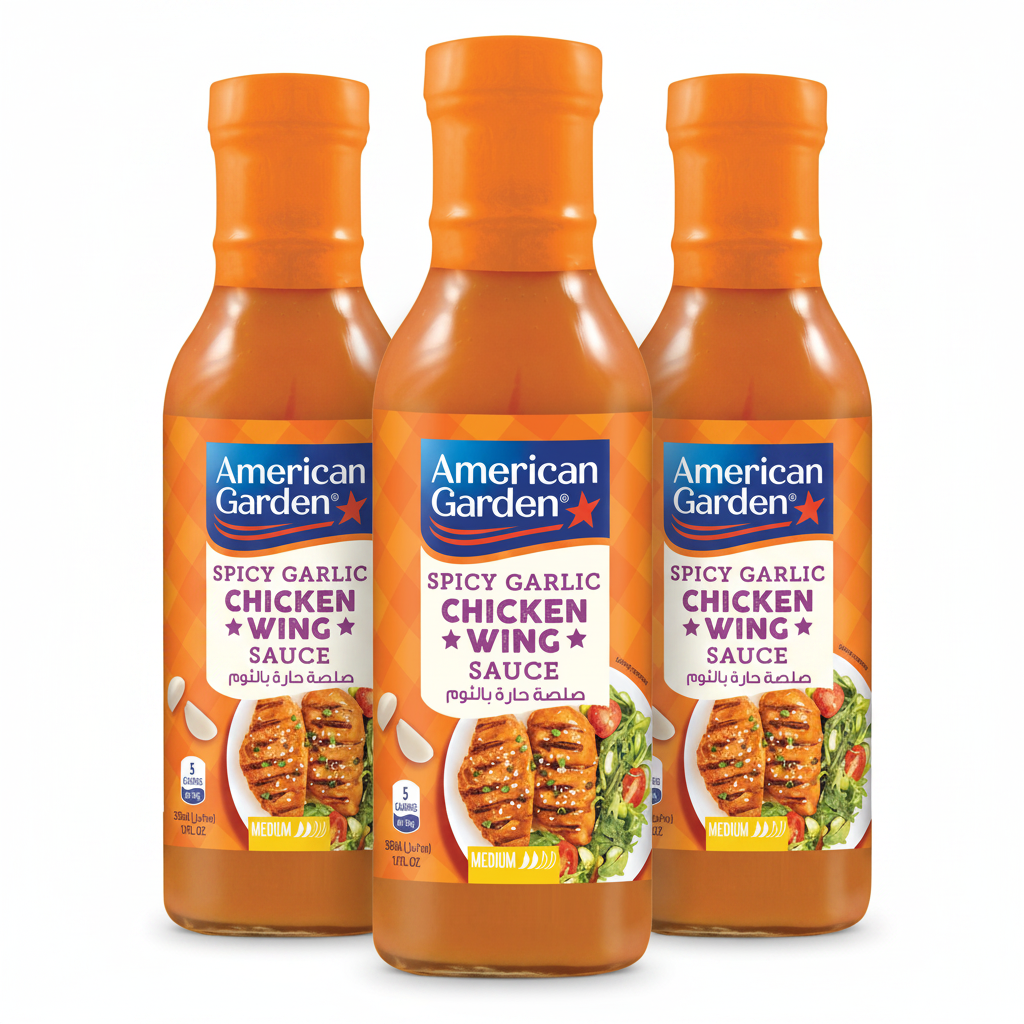 American Garden Chicken Wing Sauce Spicy Garlc 12oz (Pack of 3)