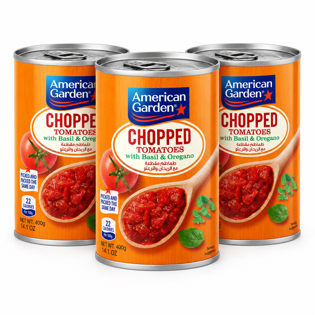 American Garden Chopped Tomato With Basil & Oregano 400gm (Pack of 3)