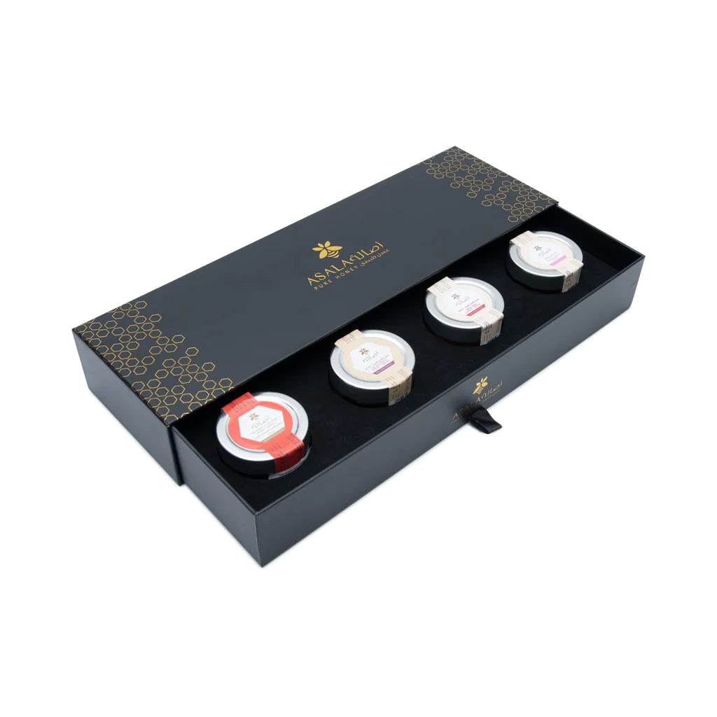 مجموعة الجرار الصغيرة للعسل البري من أصالة 50 جرام (عبوة من 4 قطع)