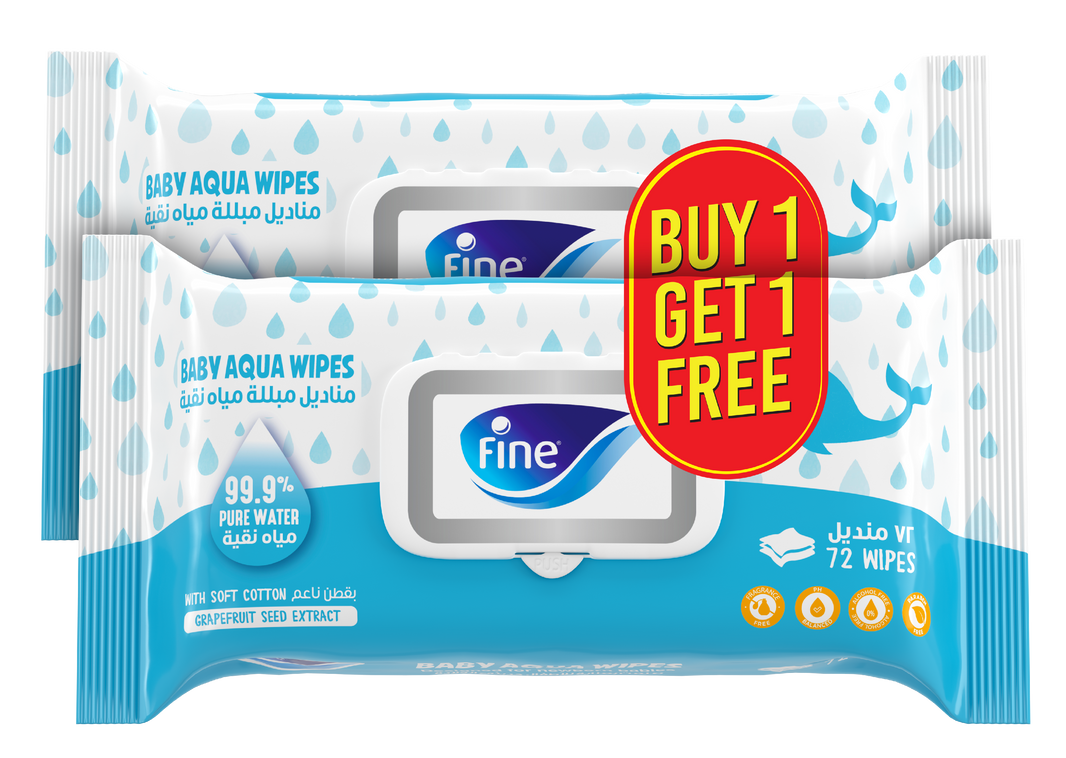 Fine Baby All Body Wet.Wipes 72 Sheet 1PLUS 1FREE.PROMOEXT (Pack of 2)