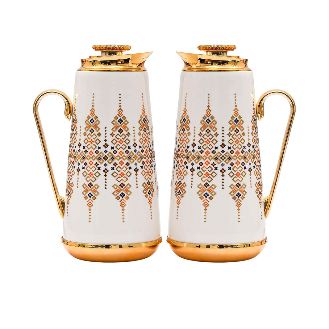Casa Blu Geometric Arabic Coffee Flask Set (2pc) - Gold Accents