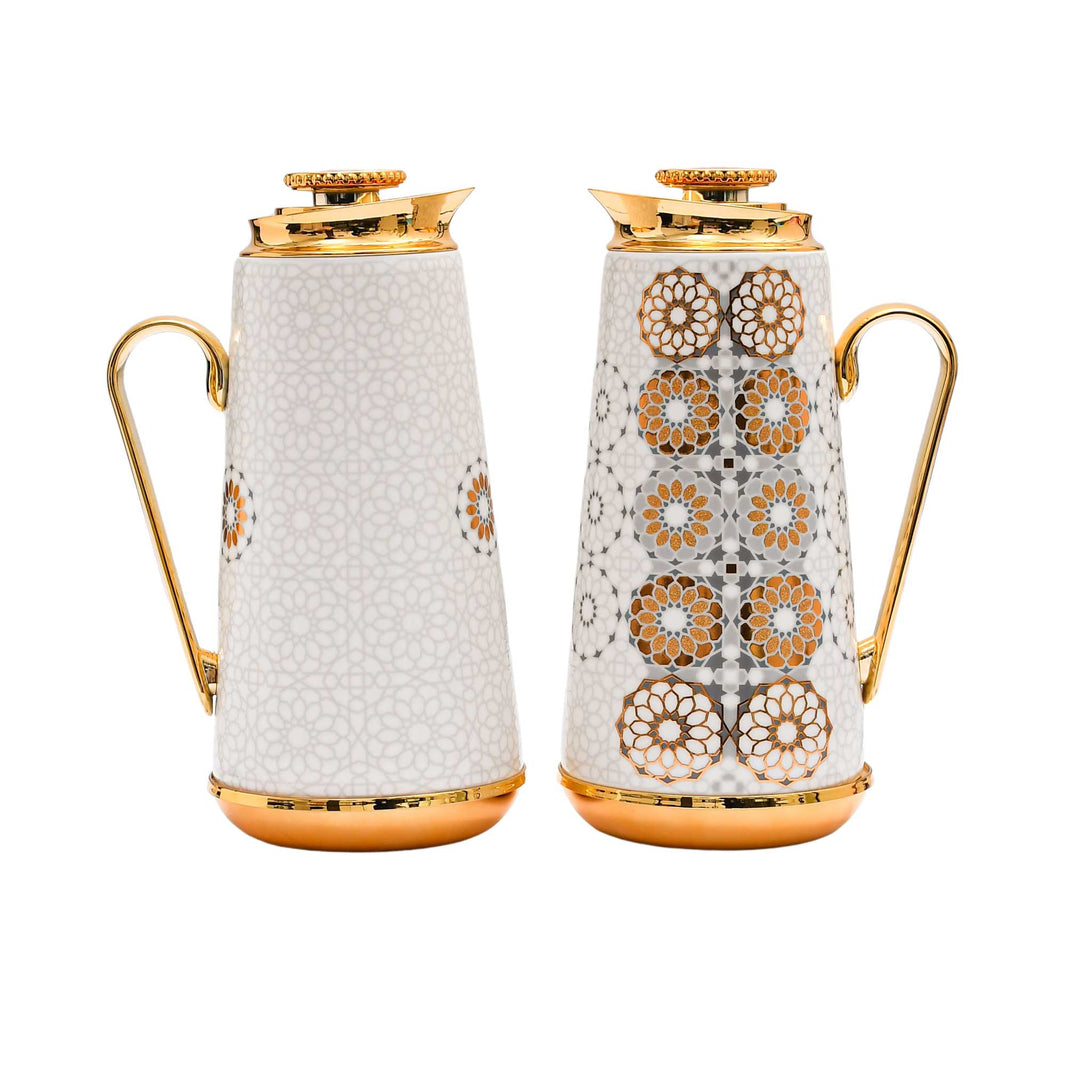 Casa Blu Geometric Arabic Coffee Flask Set (2pc) - Gold Accents