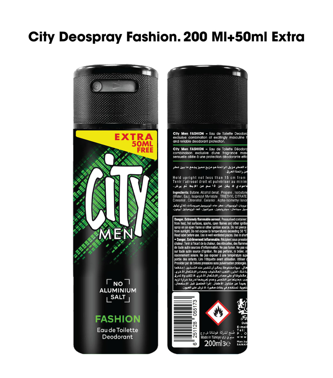 CITY DEOSPRAY FASHION 200 ML+50ML EXTRA (Pack of 2)