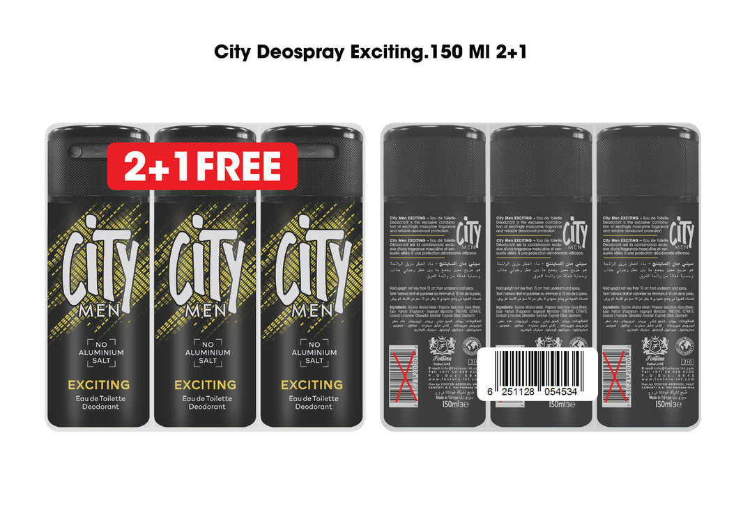 CITY DEOSPRAY EXCITING 150 ML (2+1) - (Pack of 2)