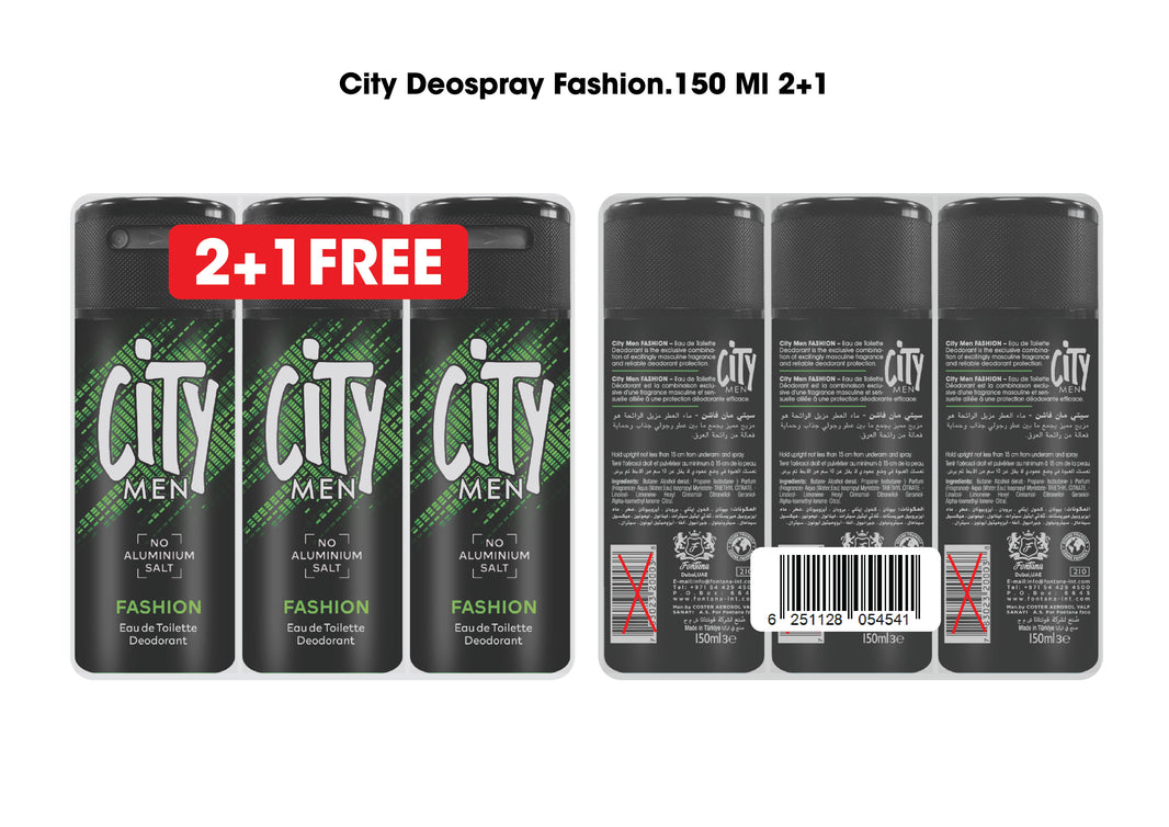 CITY DEOSPRAY FASHION 150 ML (2+1) - (Pack of 2)