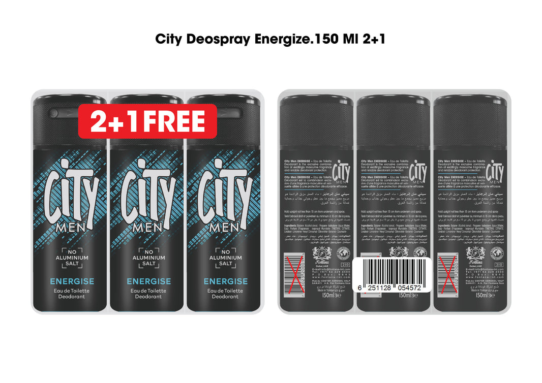 CITY DEOSPRAY ENERGIZE 150 ML (2+1) - (Pack of 2)
