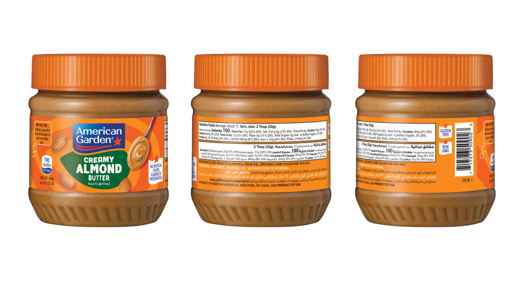 American Garden Creamy Almond Butter 12oz 340g (Pack of 3)