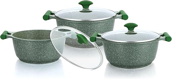 Prestige Granite 6 Piece Non-Stick Cookware set | Induction Base | Green PR80968