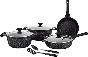 Prestige Granite 9pcs Nonstick Cookware Sets | Induction - Black PR80989
