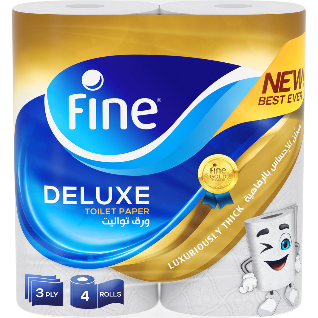 Fine Toilet Paper Roll Deluxe 140 Sheets 3 ply - Total 40 Rolls