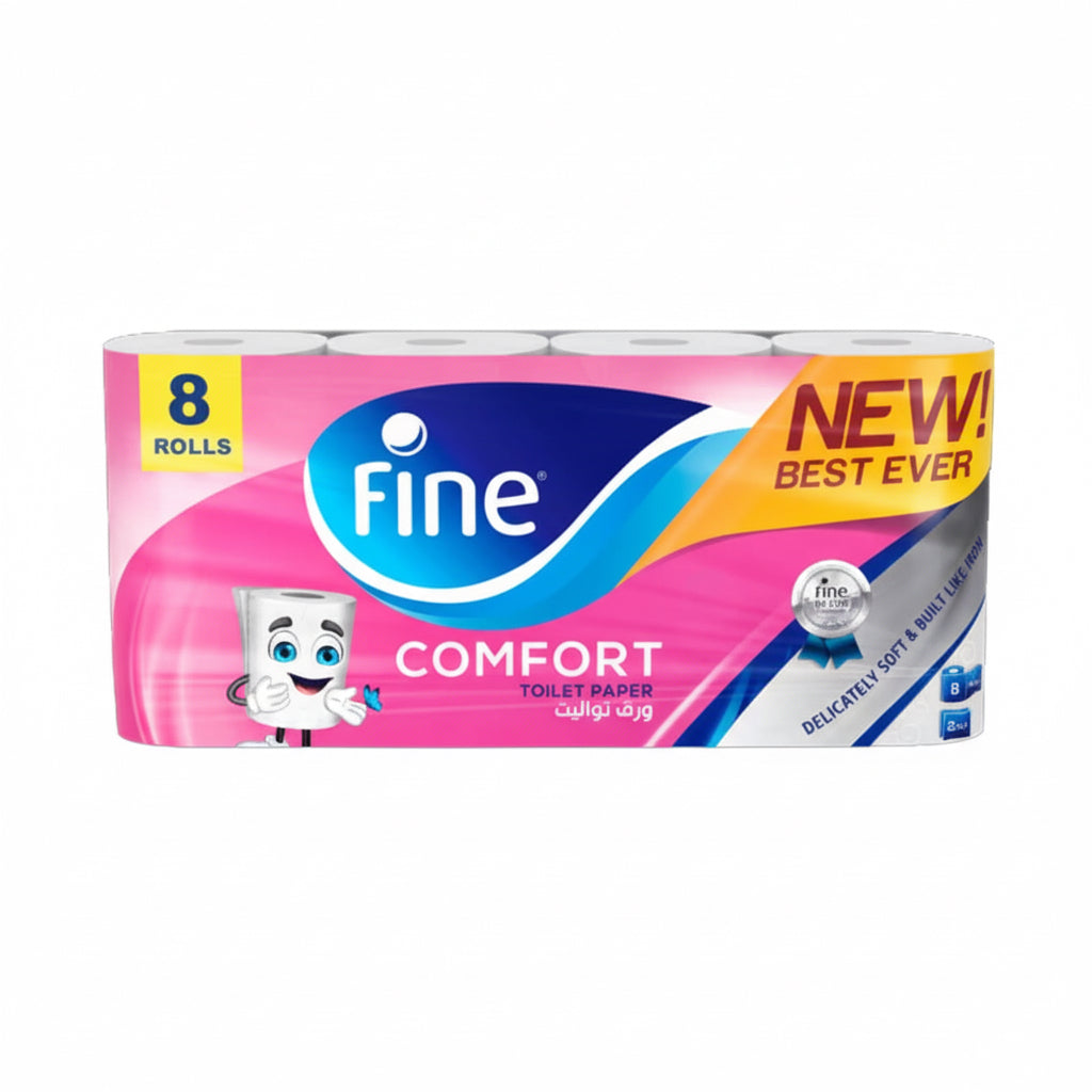 Fine Toilet Tissue Comfort 180 Sheets 2Ply 8 Rolls (Pack of 10)