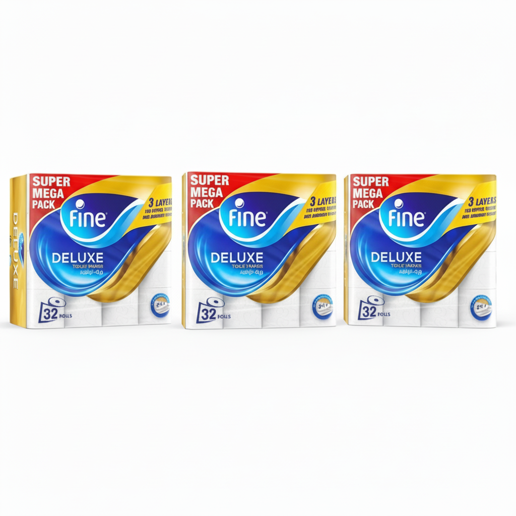 Fine Toilet Tissue Comfort 180 Sheets 2Ply 32 Rolls (Pack of 3 - Total 96 Rolls)