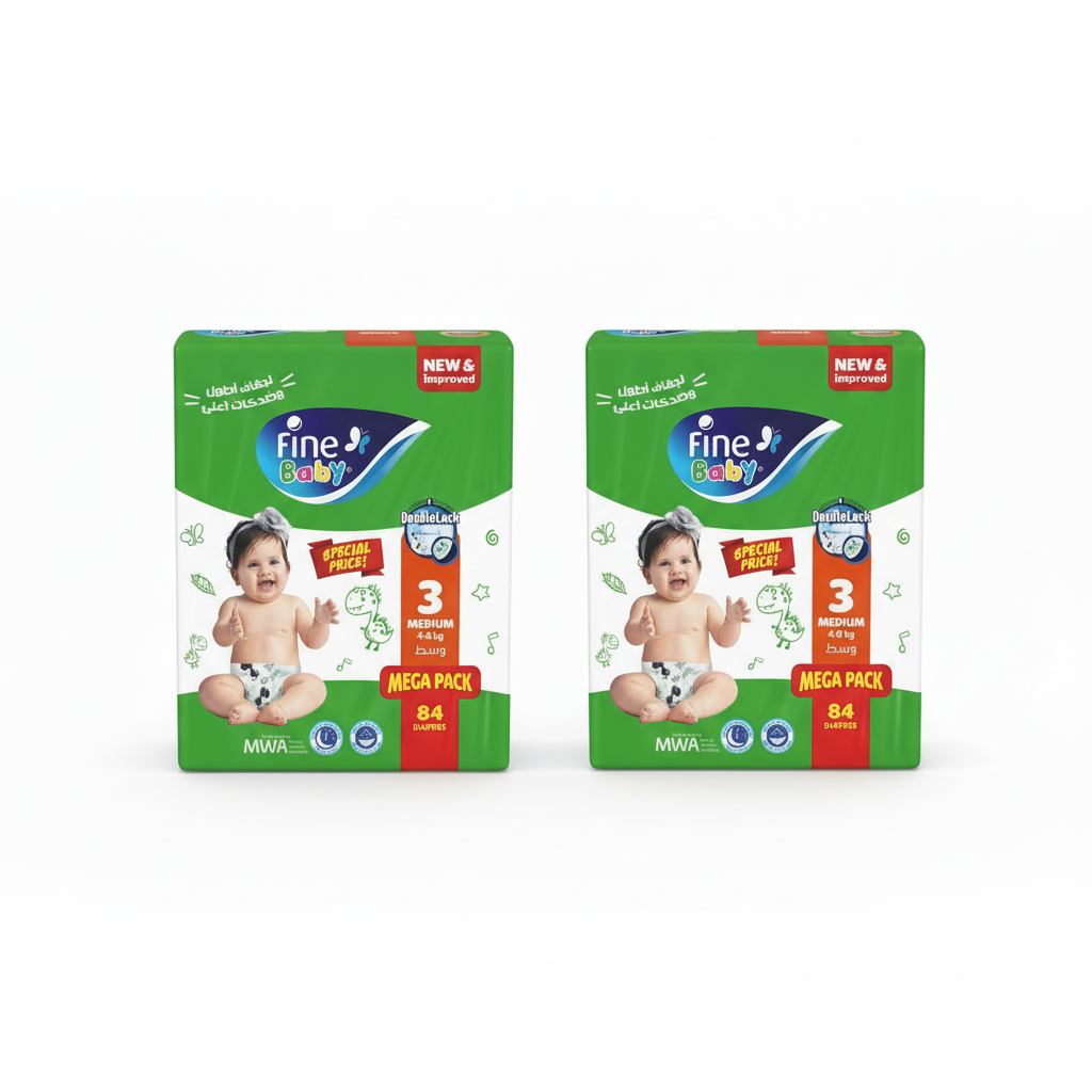 FINE ABSORBENT BABY DIAPER MED 84s DL Supernova SP (Pack of 2)
