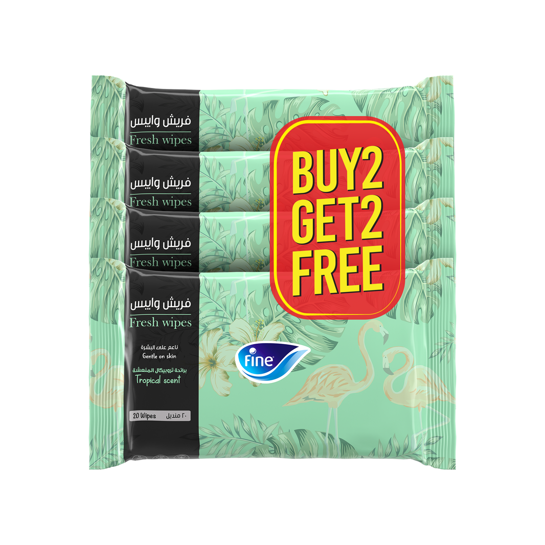 Fine Tropical Wet Wipes.20 Sheet 2PLUS 2FREE.PROMOEXT (pack of 24)