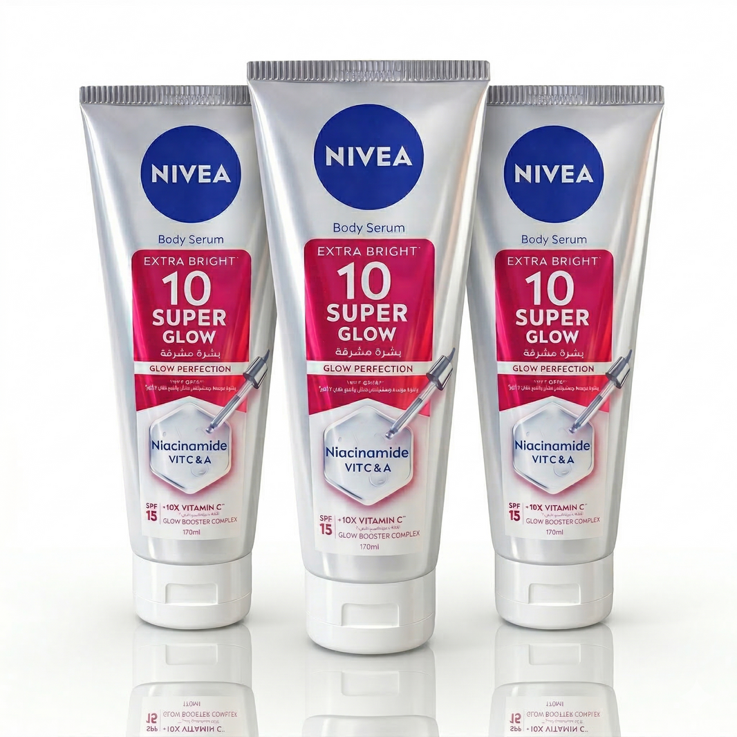 NIVEA BODY SERUM EXTRA BRIGHT10 SUPER GLOW VTM 170ML (Pack of 3)