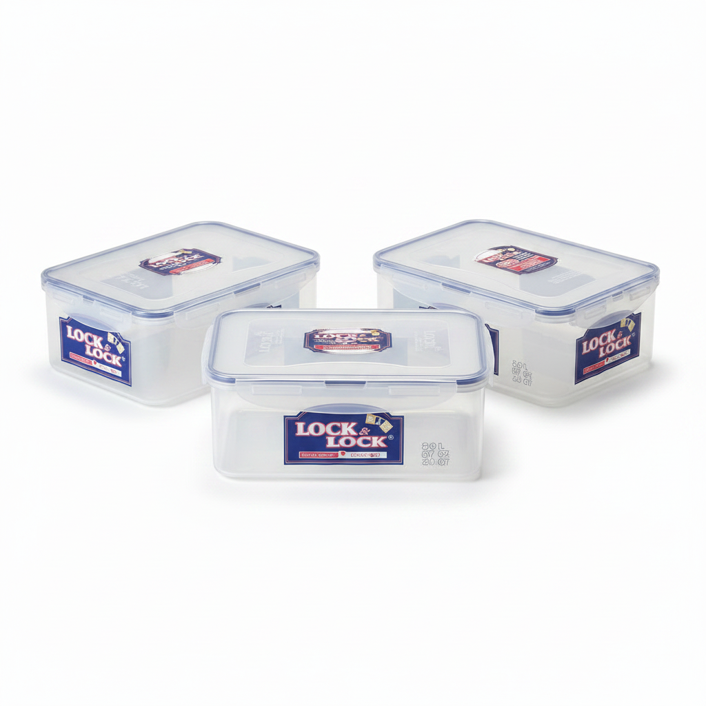 Lock N Lock Rectangular Short Food Container 2.6Lit (Pack of 3)
