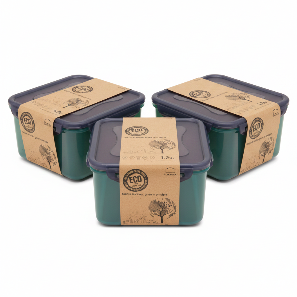 Lock N Lock Eco Container Square-1.2Lit (Pack of 3)