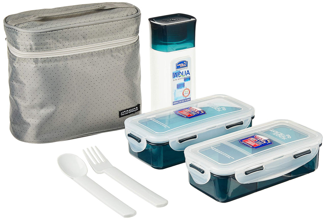 LOCK & LOCK LUNCH BOX&SPOON.3 PCS SET W/GRAY