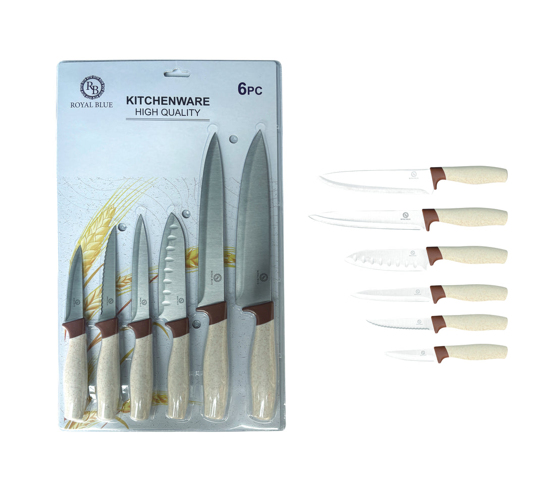 YJSC237 طقم سكاكين حيوي مكون من 6 قطع باللون الأزرق الملكي