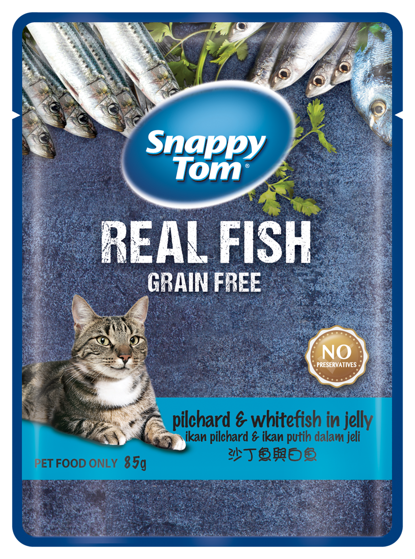 Snappy Tom Pilchard & Whitefish In Jelly Pouch 85gm (Pack of 4)