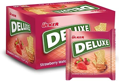Ulker Deluxe Wafer Strawberry 40 Gm (Pack of 12 Pieces)