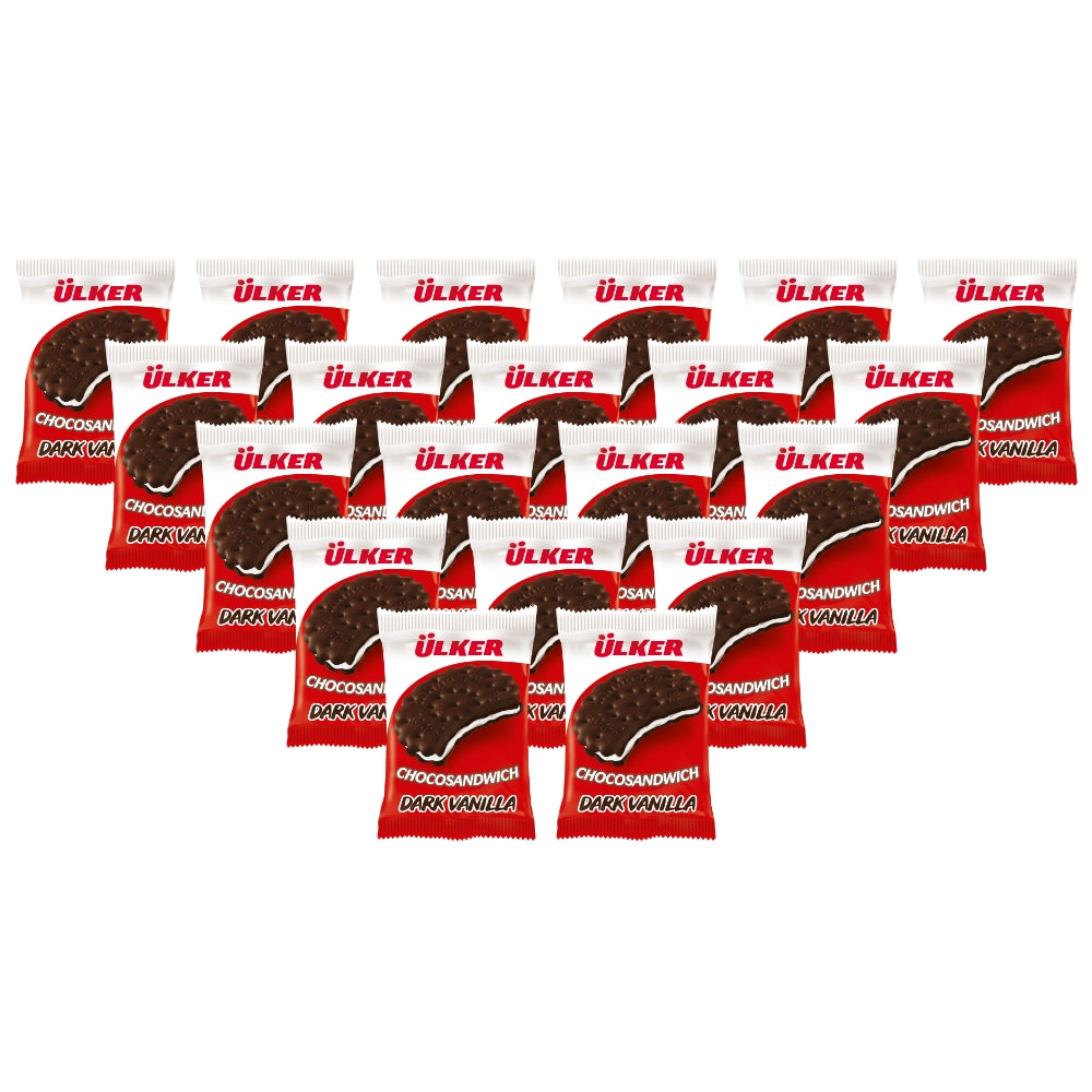 أولكر شوكو ساندويتش فانيليا داكنة 23.5 جم (عبوة من 20 قطعة)
