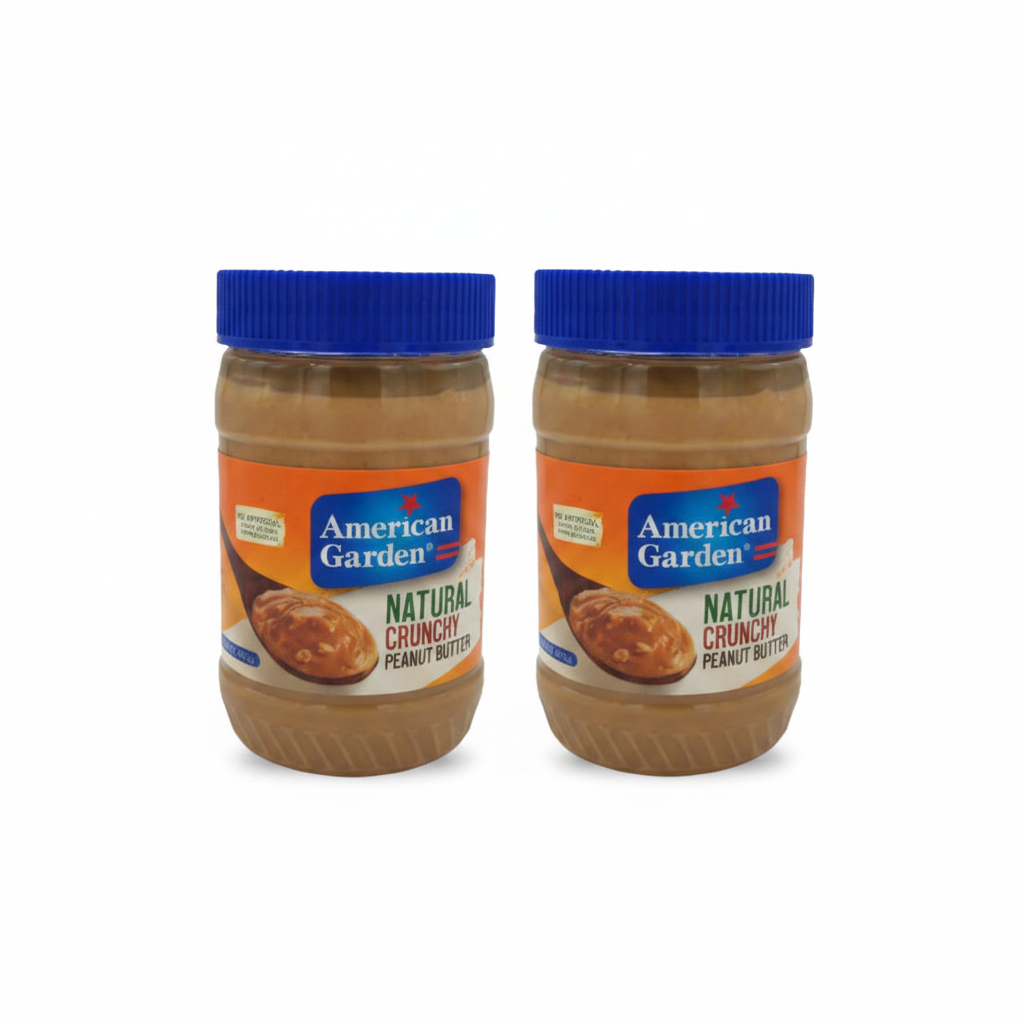 American Garden Natural Crunchy Peanut Butter 450g (Pack of 2)