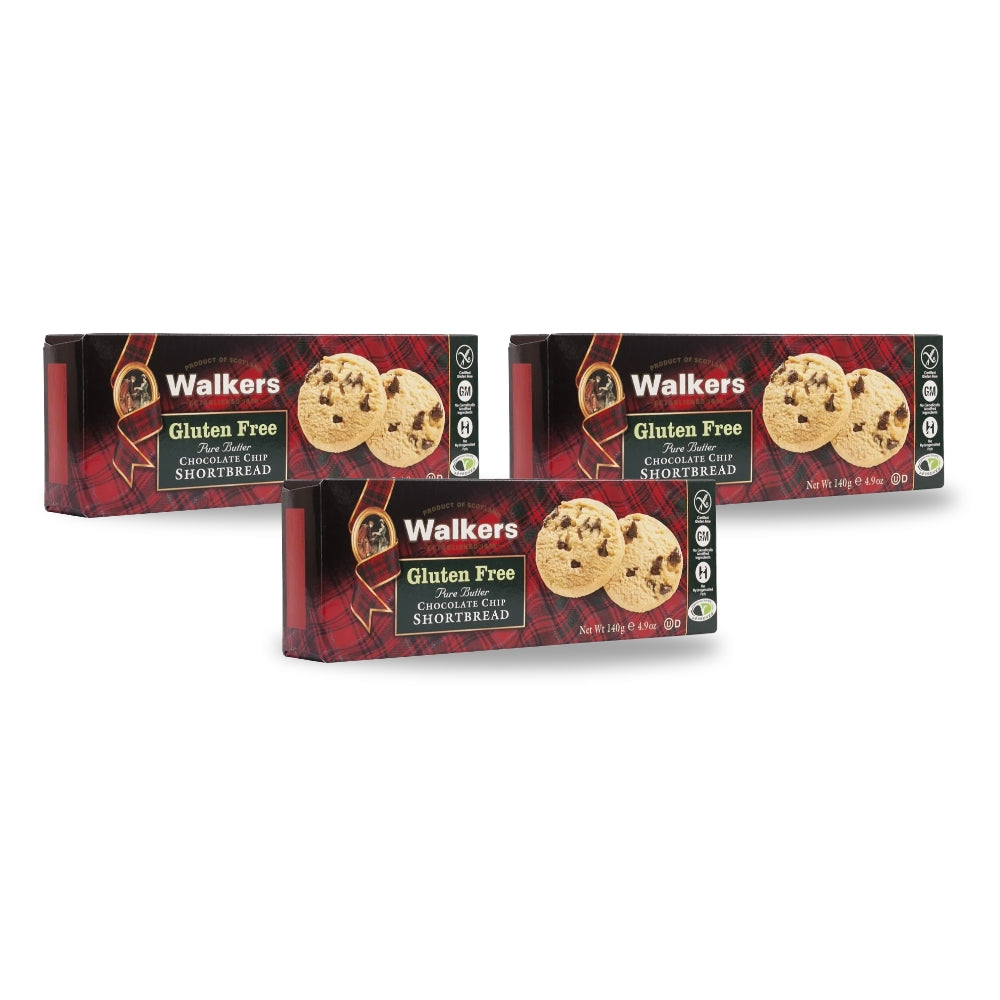 Walkers Gluten Free Choco Chip Shortbread 140G (Pack Of 3)