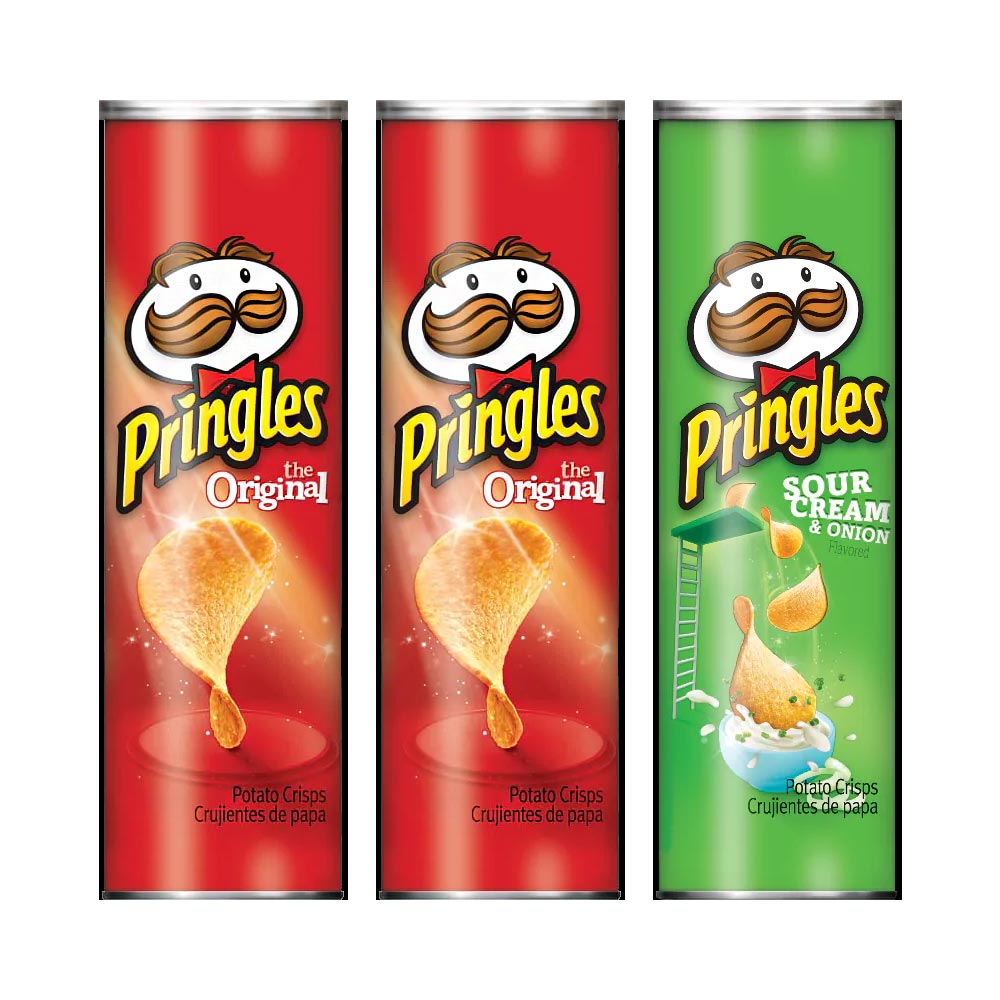 Pringles 2 original + 1 Sour Cream & Onion Chips 165g (Pack of 2) - Billjumla.com