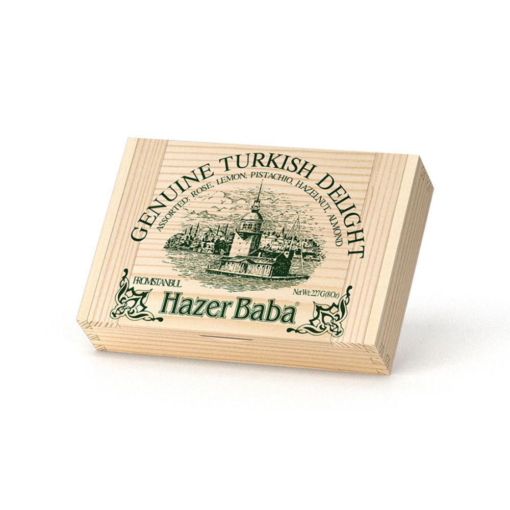 Hazerbaba Turkish Delights Rose Lemon Pistacho Almond Hazelnut Wooden 227g - (Pack Of 3) - Billjumla.com
