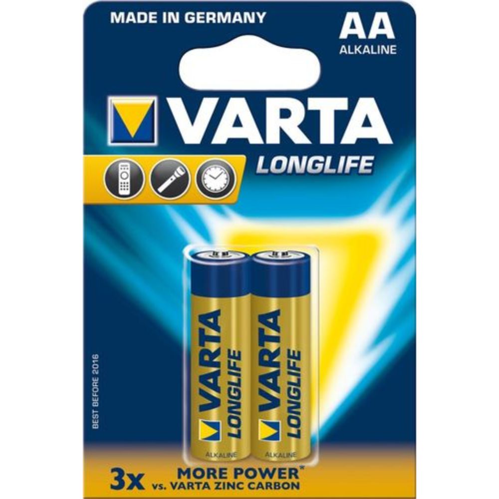 Varta Battery Longlife AA Alkaline (2 Pieces x Pack of 3 - Total 6 Pieces) - Billjumla.com