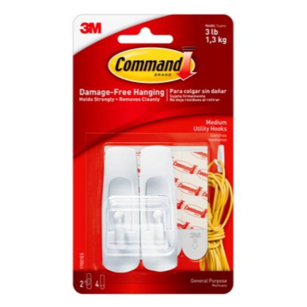 3M Command Medium Utility Hooks - (Pack of 6) - Billjumla.com