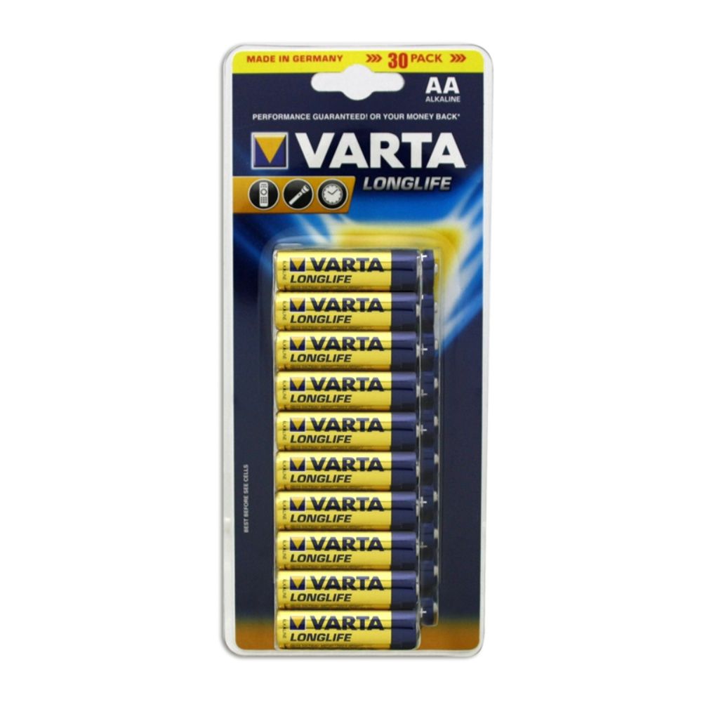 Varta Battery Longlife AA Alkaline - (20 Pieces x Pack of 2 - Total 40 Pieces) - Billjumla.com