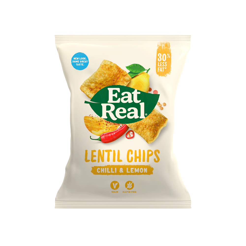 Eat Real Lentil Chips Chili & Lemon 113g Gluten Free (Pack of 6)