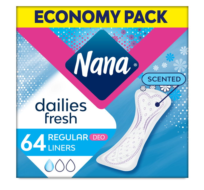 Nana Banty Liner Pack Normal Eco Pack - 64 Pads (حزمة 4)