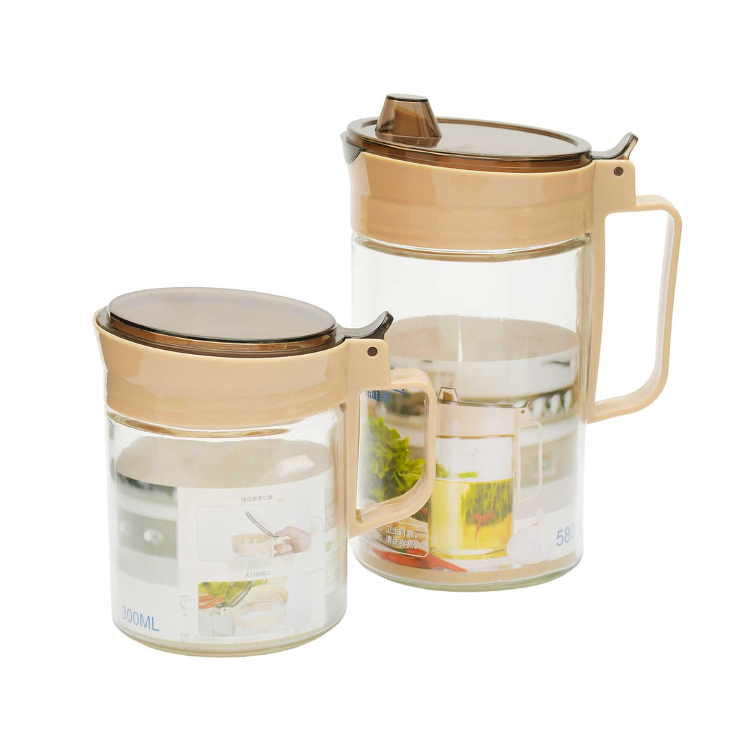 زجاجة زيت زجاجية زرقاء ملكية 580 مل وبرطمان توابل 300 مل (عبوة من 3 قطع)