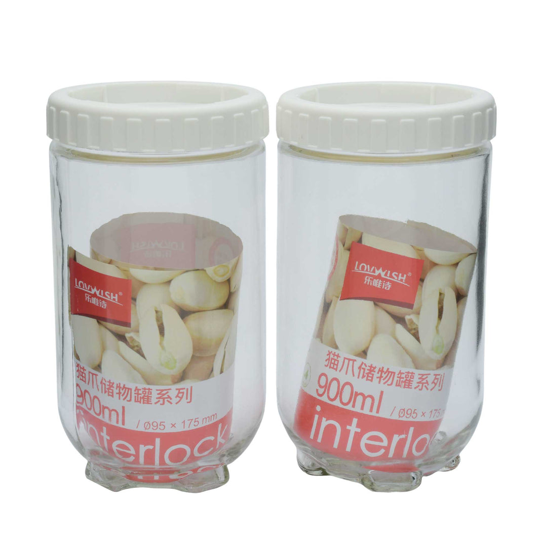 وعاء تخزين زجاجي أزرق ملكي 900 مل (عبوة من قطعتين)