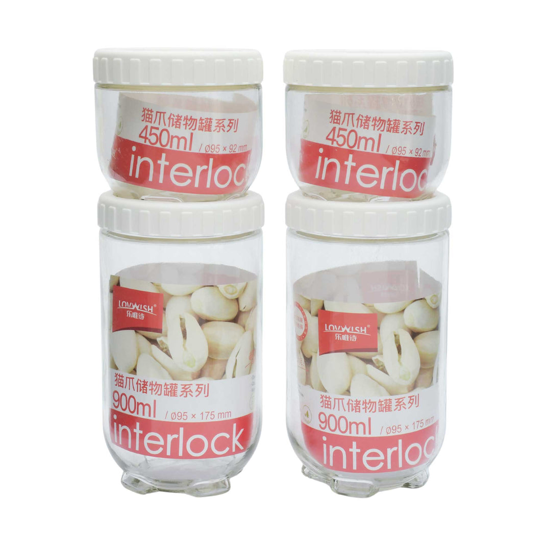 Royal Blue Glass Medium Storge Jar 900 ml & 2 Pcs Set Small Jar 400 ml