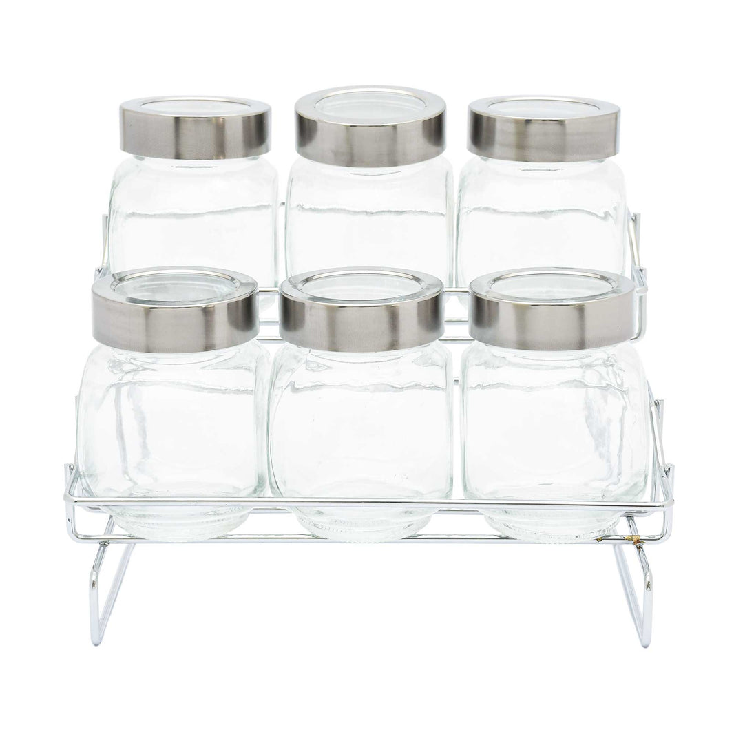 Spice Jar With Metal Rack (Pack of 6)