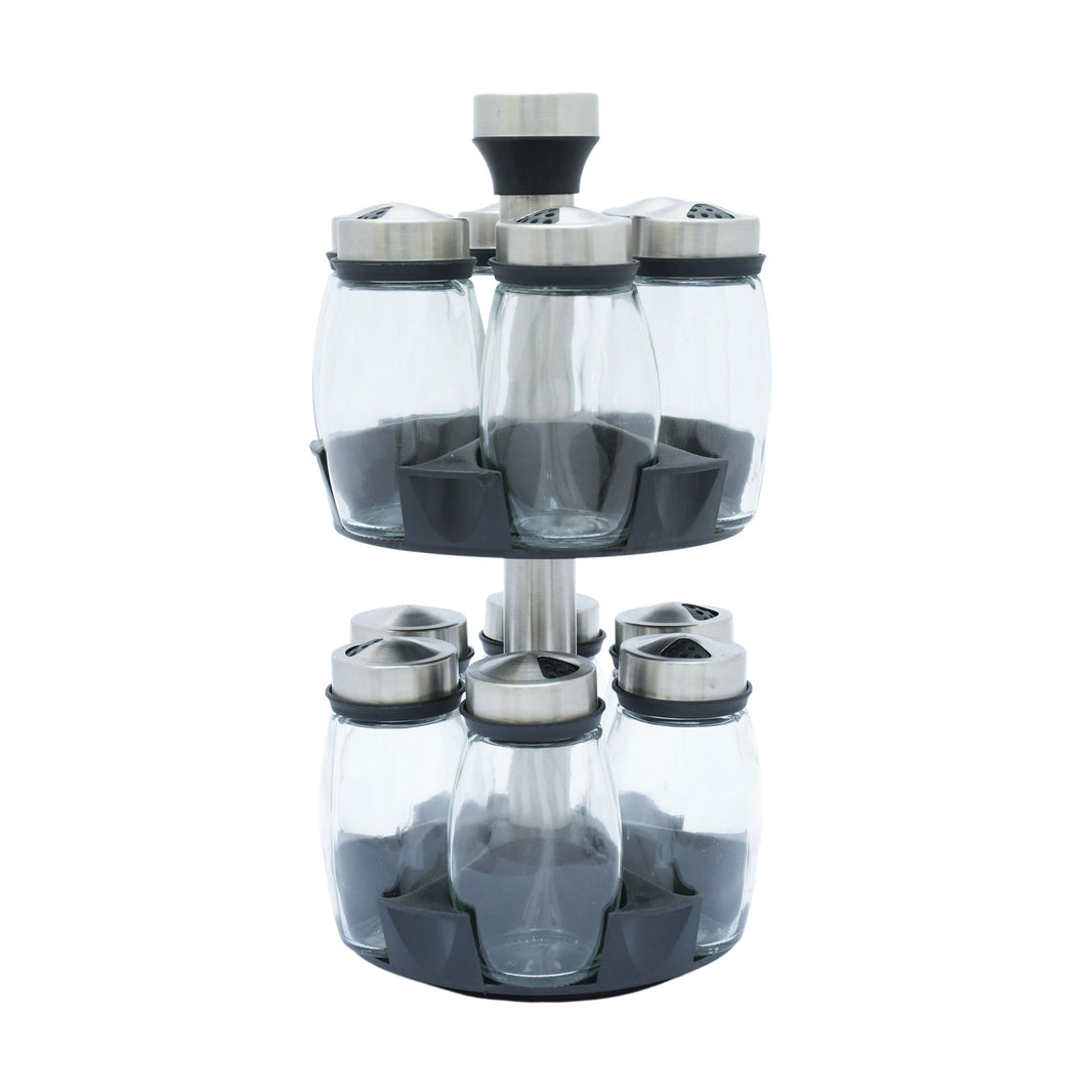 Spice Jar With Rotating Rack (Pack of 12)