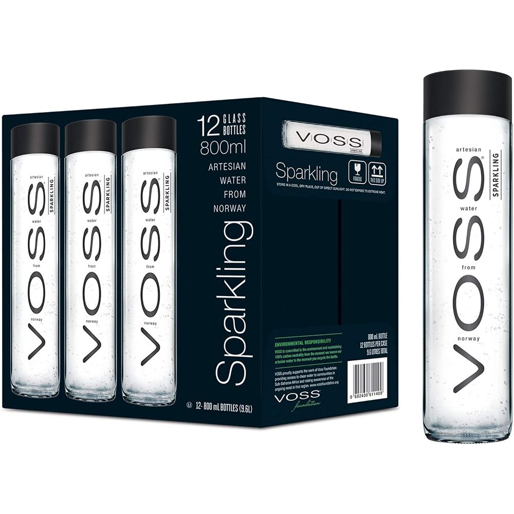 VOSS Sparkling Water 800ml (Pack of 12 Bottles)