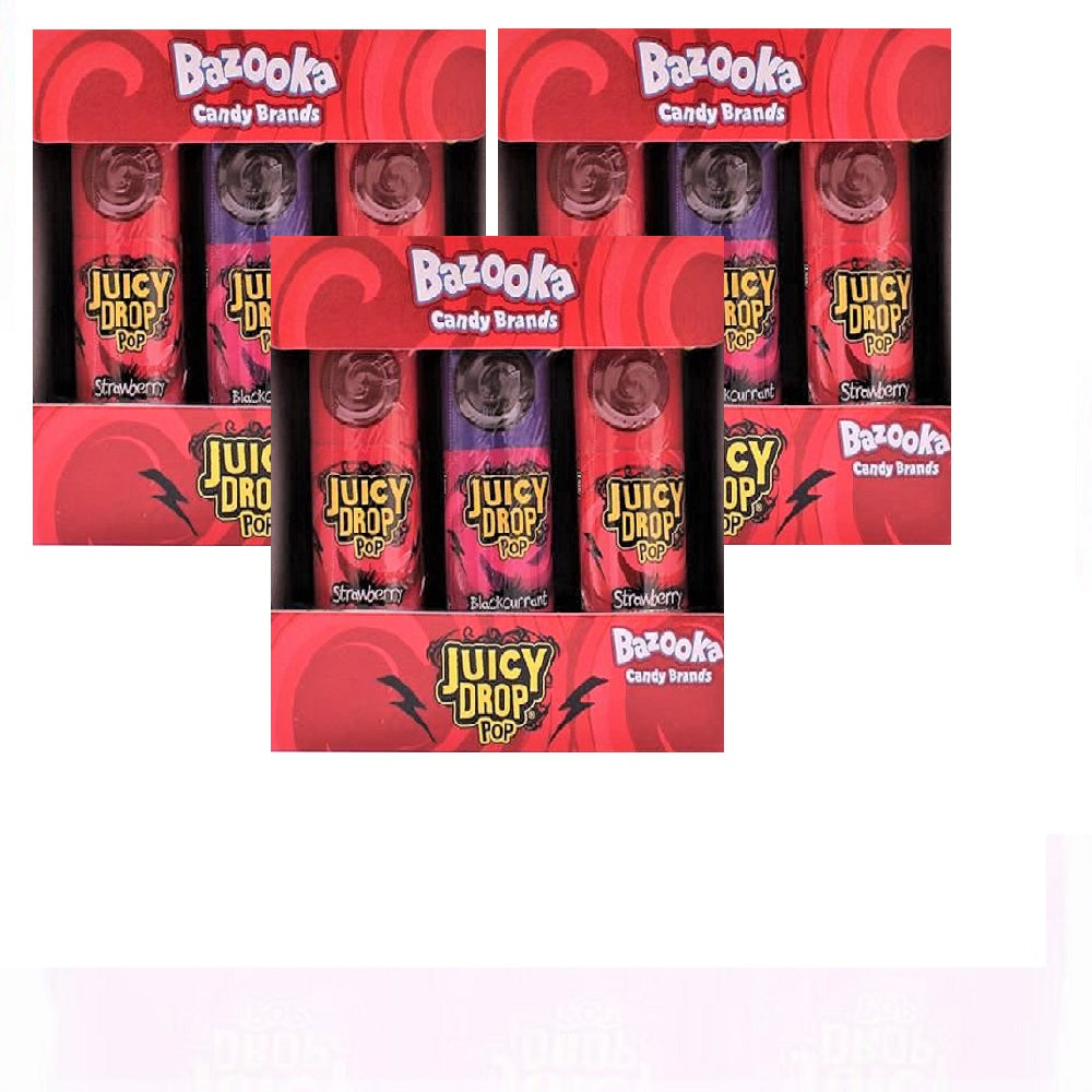 عصير جوسي دروب بوب - فراولة وعنب أسود 26 غ من بازوكا - (مجموعة من 3 عبوات)